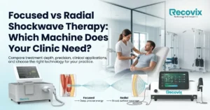 Focused vs Radial Shockwave Therapy Machine comparison for physiotherapy and rehabilitation clinics
